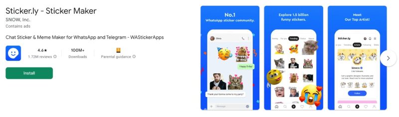 Sticker.ly este o aplicație care oferă o gamă largă de stickere WhatsApp