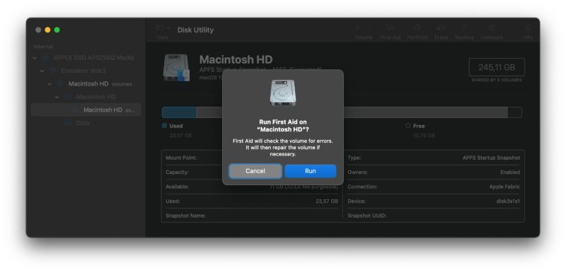 First Aid în Disk Utility, funcție exclusivă Macintosh