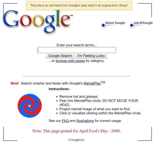 Cum arăta Google la începuturile sale, și prima farsă făcută