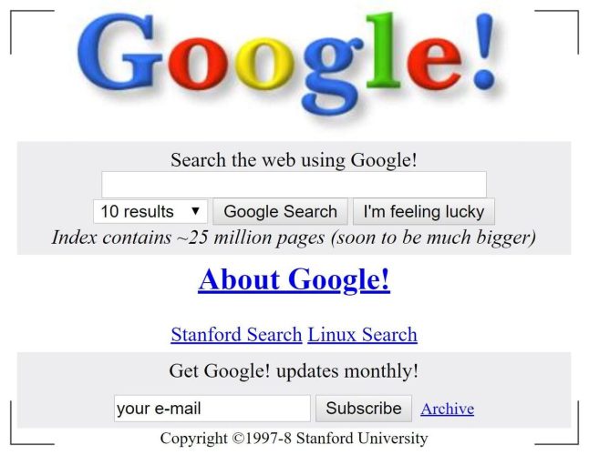 Cum arăta prima versiune a motorului de căutare Google