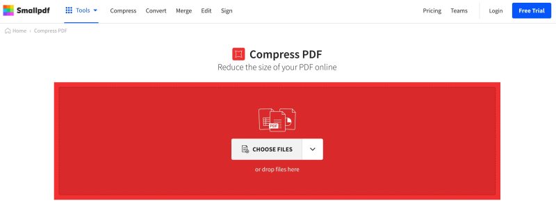Smallpdf oferă unelte ca Reader, Compress, PDF to Office, Office to PDF, PDF to Image, Merge, Unlock, și Protect.