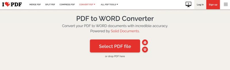 iLovePDF, editor PDF bazat pe web