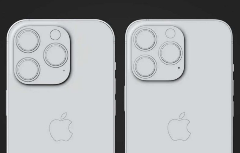 Design spate. iPhone 14 în stânga și iPhone 14 Pro în dreapta