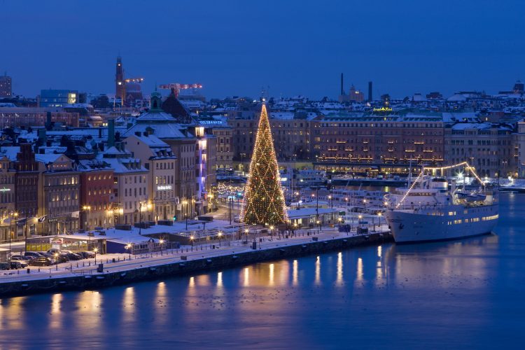 Târgul de Crăciun de la Stockholm, fotografie panoramică