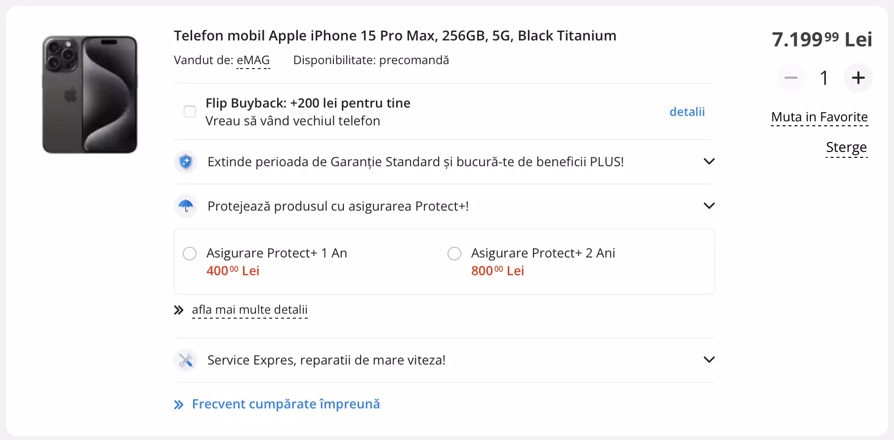 asigurare Protect+ pentru iPhone 15 Pro Max