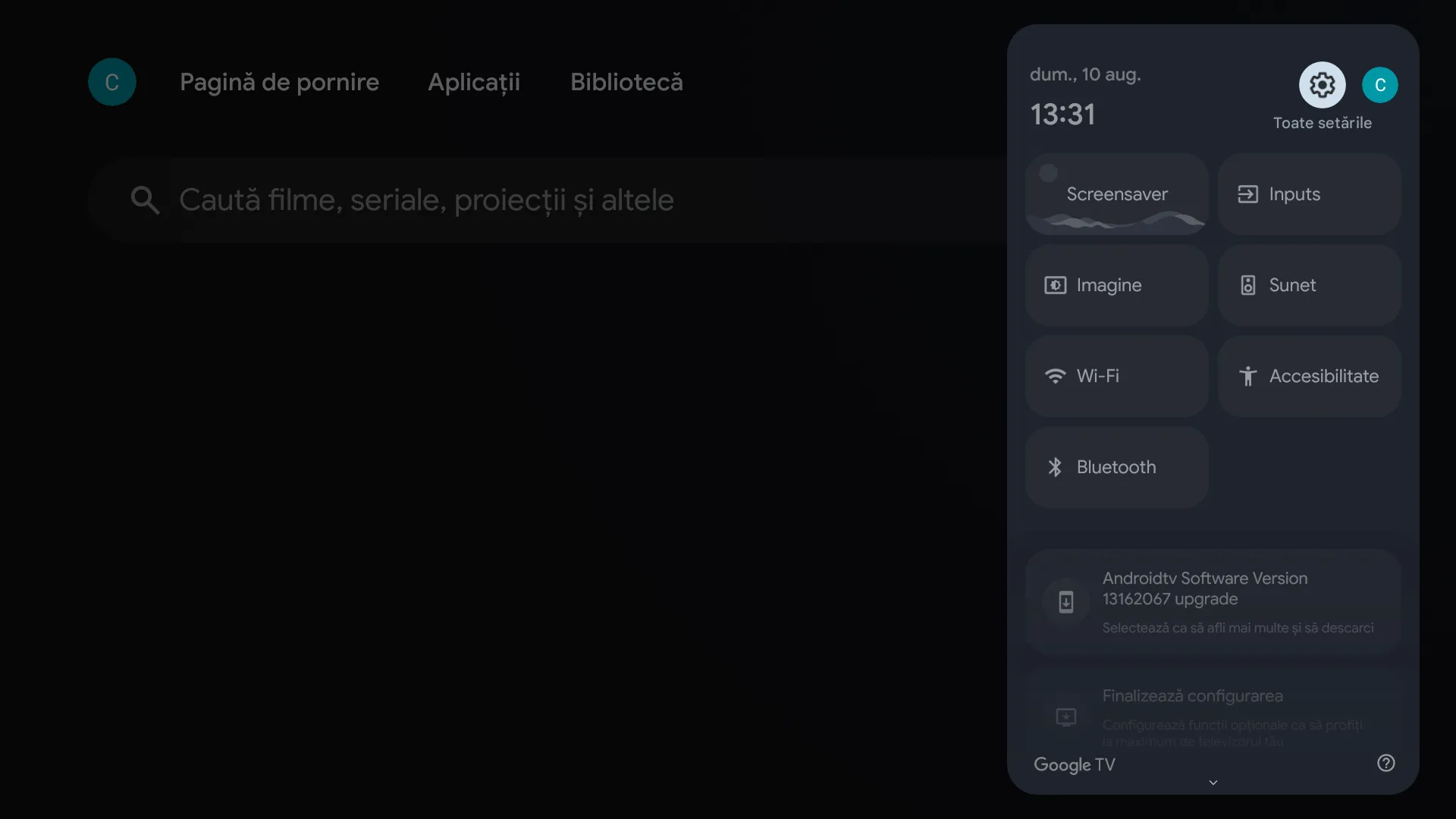 THOMSON Google TV Meniu