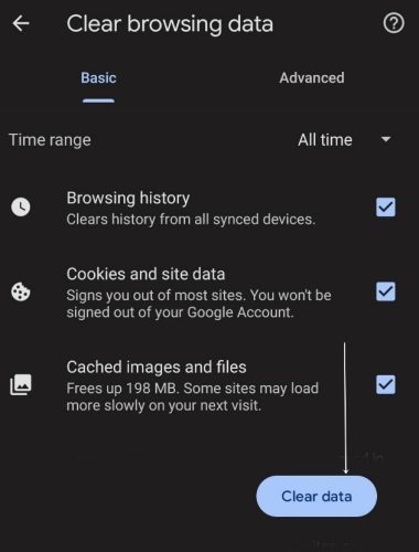 Cum ștergi istoricul căutărilor Google pe calculator sau laptop, Android și iOS 7 Se finalizează operația de Clear data a browser-ului Android