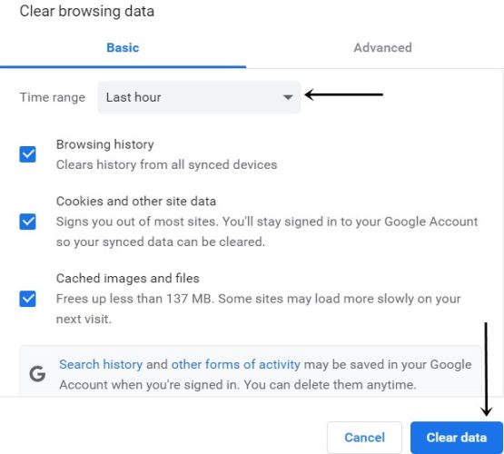 Cum ștergi istoricul căutărilor Google pe calculator sau laptop, Android și iOS 3 Se selectează opțiunea "Clear data" din istoricul browser-ului după ce s-au urmat pașii antariori