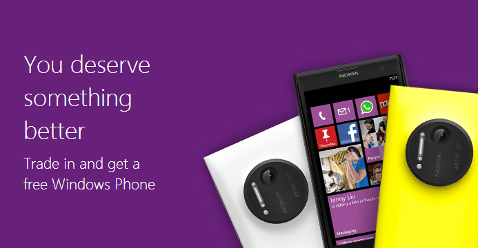 Microsoft trade in Lumia 1020 1520 for iPhone 4 4s Galaxy S2 thumb