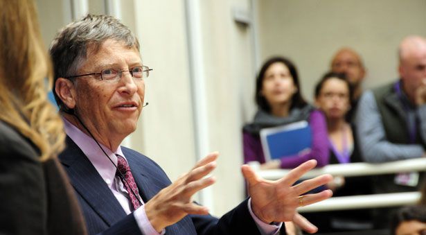 Bill Gates speaks to staff at DFID