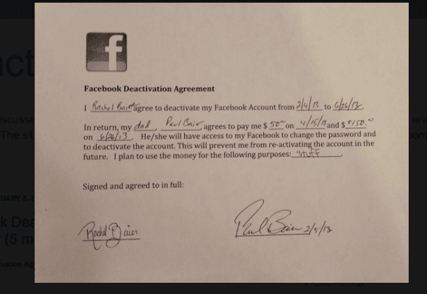 facebook agreement
