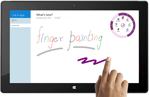 OneNote actualizat cu pictatul cu degetul in Windows Store OneNote