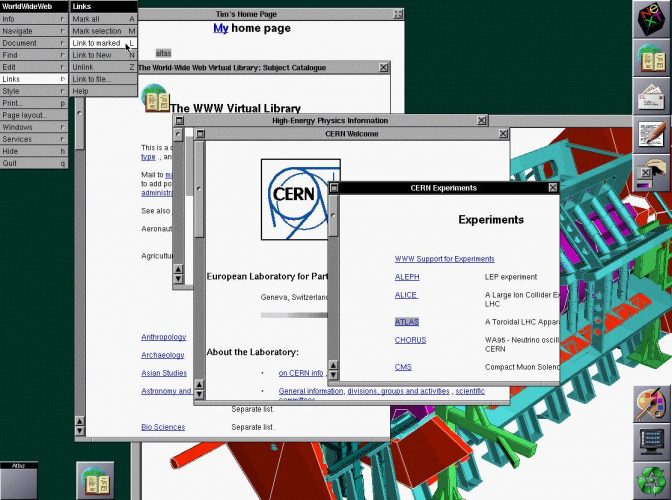 original NeXT web browser in 1993