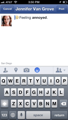 Facebook-ul pentru iOS are emoticoane facebook status icon