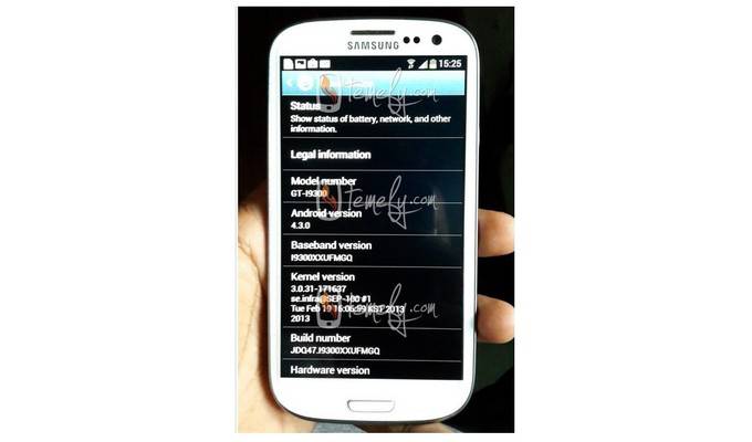 Imagini cu Samsung Galaxy S3 ce ruleaza Android 4.3 Jelly Bean samsung galaxy s3 android 4.3