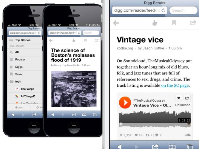Digg Reader (Alternativa RSS Reader) Digg RSS Reader pentru iPhone