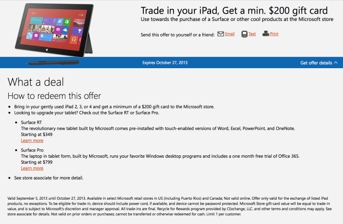 Surface vs iPad – Microsoft ofera 200$ pentru iPad-uri folosite Tableta Surface Microsoft