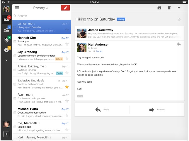 Aplicatia Gmail pentru iOS a fost actualizata, noi optimizari pentru iPad gmail ios