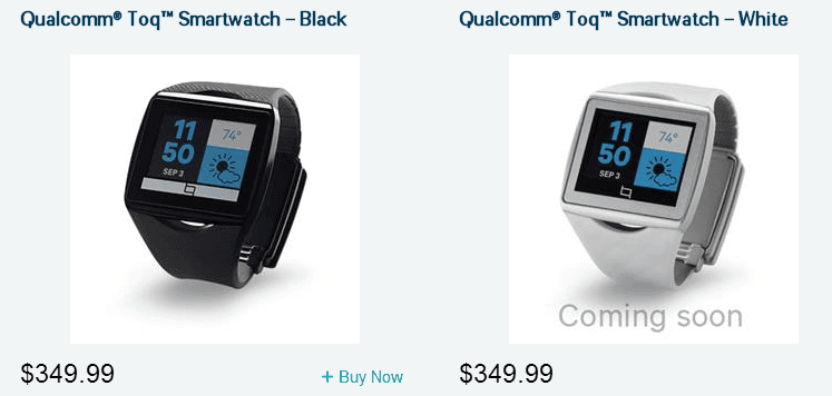 Ceasul Qualcomm Toq este disponibil pentru cumparare Qualcomm Toq Store
