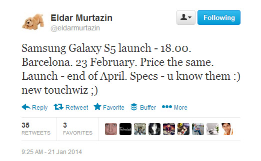 Samsung Galaxy S5 Feb 23 Barcelona