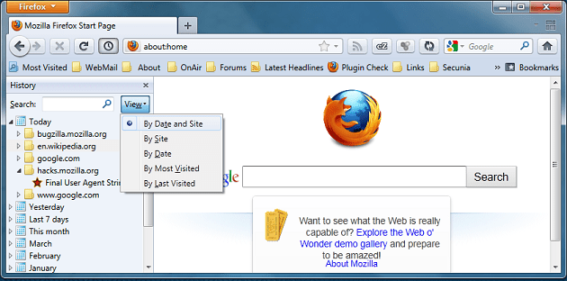 Firefox History Sidebar
