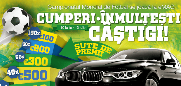 Concurs Campionatul Mondial de fotbal: Castiga un BMW Seria 3 de la eMag emag campionatul mondial