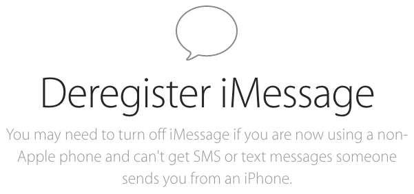 deregister imessage
