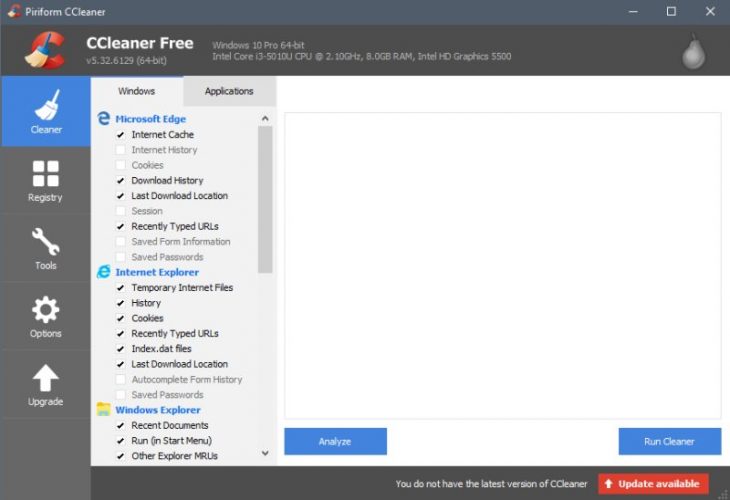 CCleaner Windows 10