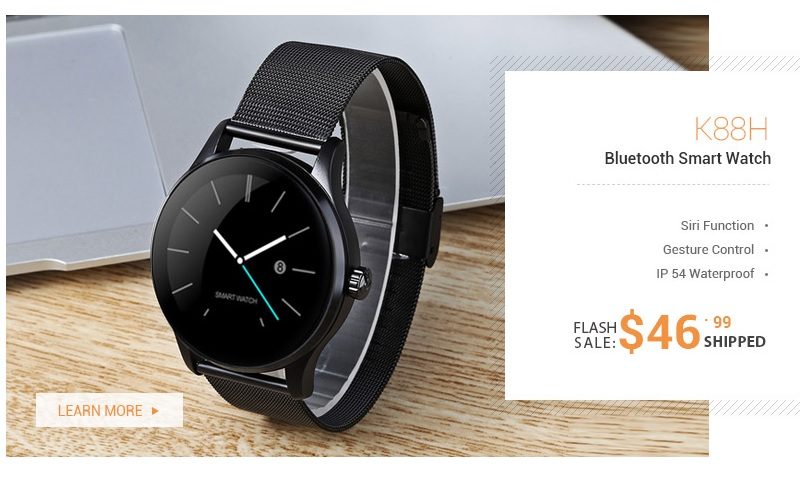 Reduceri la ceasurile inteligente la retailerul Gearbest Smartwatch K88H la Gearbest