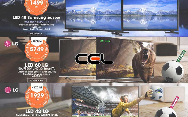 Ofertă la televizoare de la Cel.ro în Iunie 2016