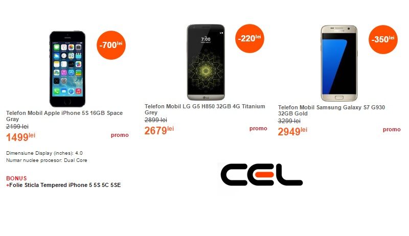 Oferte la telefoane de la Cel.ro