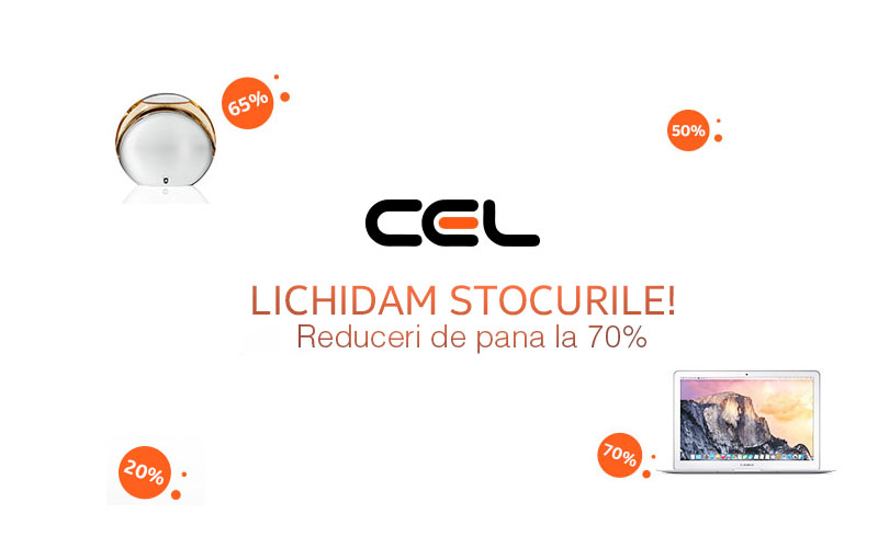 Cel.ro are lichidări de stocuri cu reduceri de 70% Lichidari de Stoc la Cel.ro