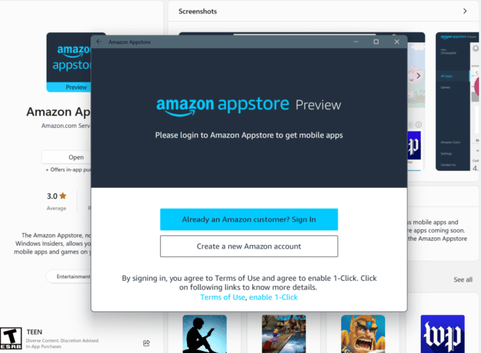 Amazon app store sign in