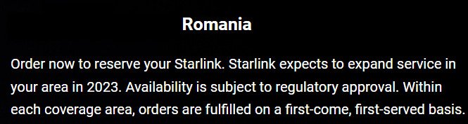 data de lansare Starlink Romania