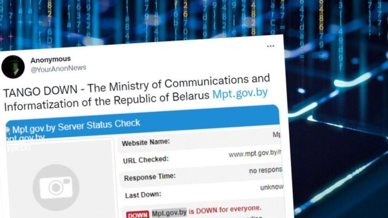Gruparea de hackeri Anonymus atacă site-urile guvernamentale din Belarus, țară aliată armatei rusești 1 site-ul ministerului de comunicatii din Belarus