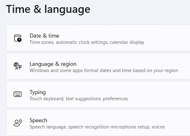 time & language windows