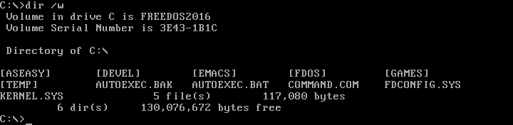 afisarea unui director larg in FreeDOS