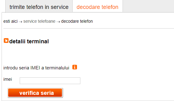 decodare pe imei telefon orange