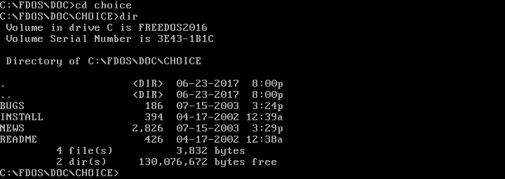 schimbarea directorului de lucru in FreeDOS