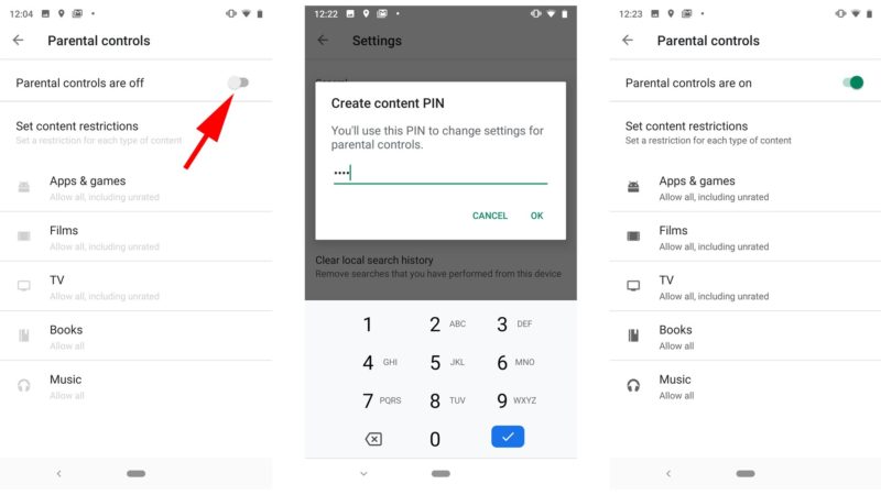 Setare control parental Android