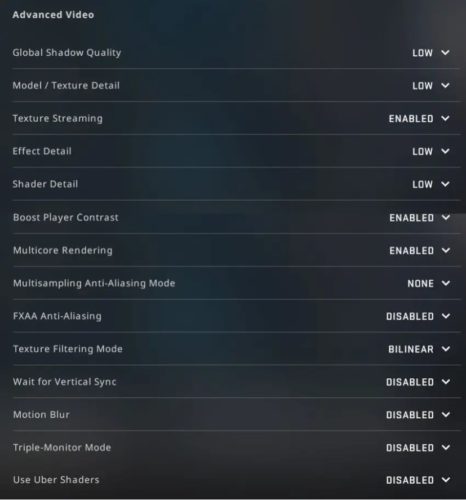 Setări CS GO: setări să tragi mai bine, setări CS GO pentru FPS, setări CS GO audio, grafice 4 Dezactivare și optimizare setări CS:GO