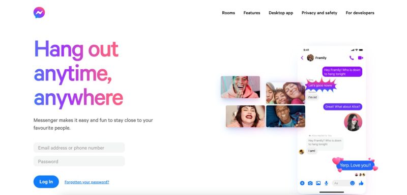 Messenger homepage
