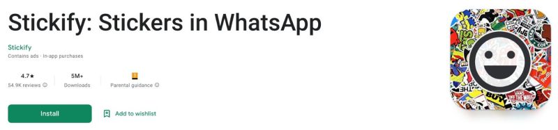 Stickify: Stickers in WhatsApp are categorii care includ jocuri, filme și emisiuni TV, mâncare, animale, anime și multe altele
