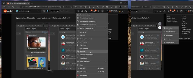 Microsoft Edge va permite editarea imaginilor înainte de a fi descărcate 1 Funcție editare imagini Edge
