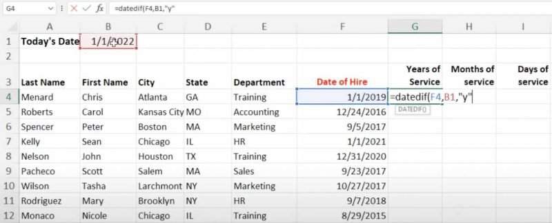 Funcții Excel. Cele mai bune funcții Excel pe care ar trebui să le știi 8 Funcția DATEDIF Excel