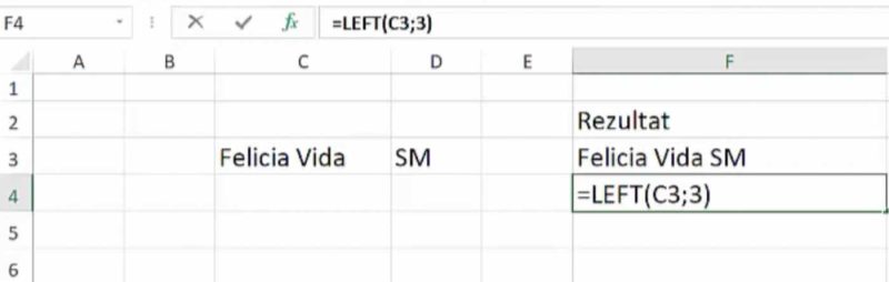 Funcțiile LEFT, RIGHT, MID Excel