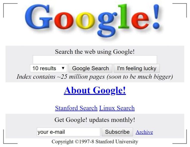 50 de lucruri interesante pe care probabil nu le știai despre Google 4 Cum arăta prima versiune a motorului de căutare Google