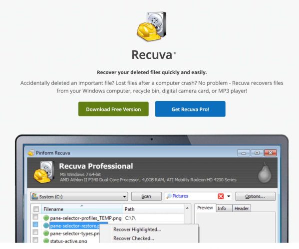 Recuperare date HDD - Ce trebuie să faci și care sunt cele mai bune programe de recuperare date HDD 3 Recuva, utilitar de recuperare date HDD, atât free cât și cu plată