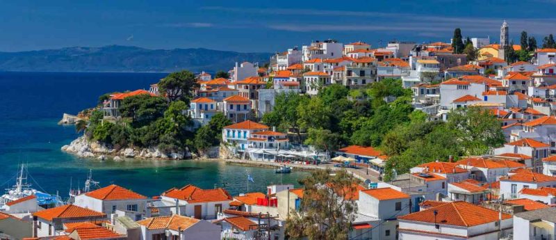 Skiathos, panoramă clădiri