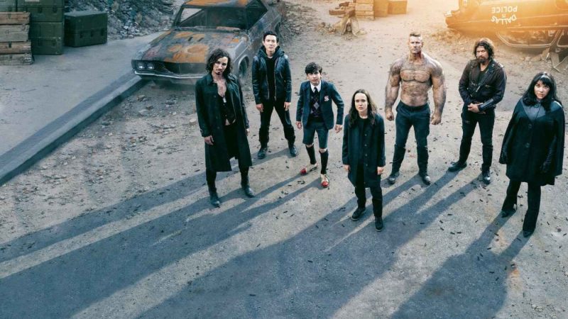 The Umbrella Academy, fotografie din aer a actorilor din serial